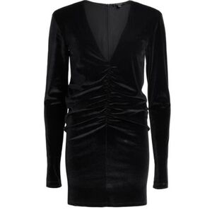 Allsaints Anya Velvet V-Neck Mini Dress